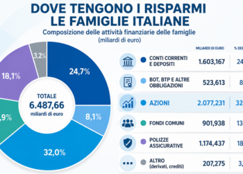 La ricchezza delle famiglie segna +1.600 miliardi in 6 anni, ma meno peso alla liquidità