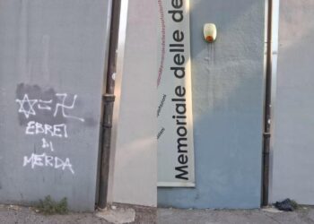 Scritte contro gli ebrei al Memoriale di Firenze sulla Deportazione